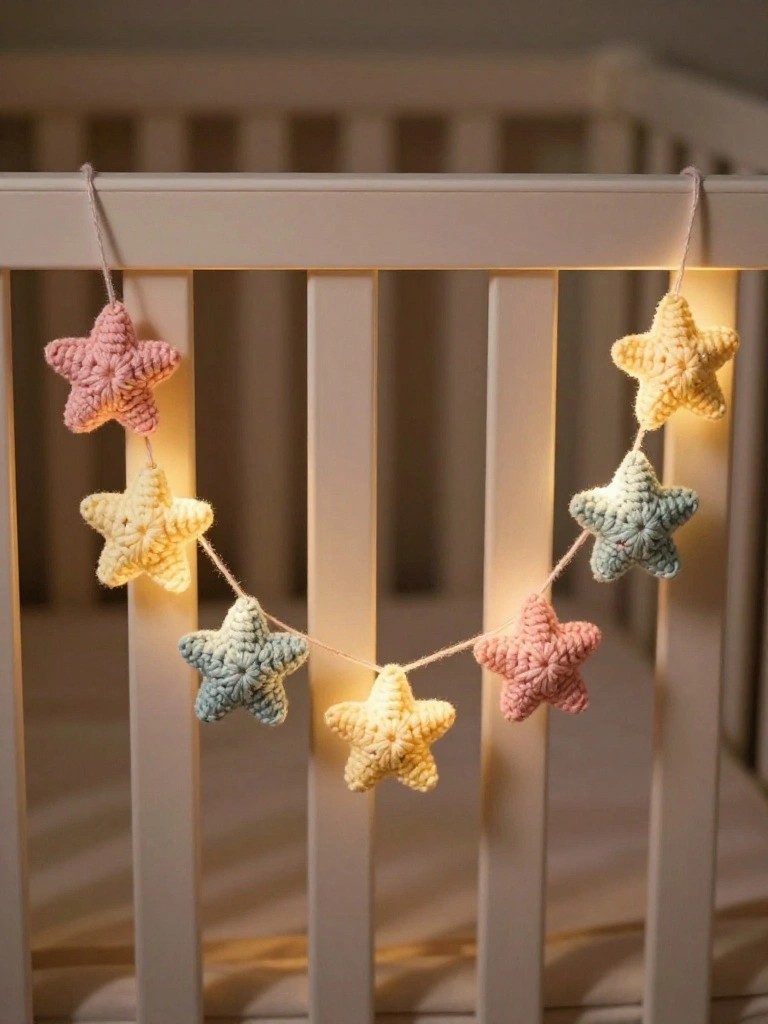 Crocheted Star Garland for Baby Rooms