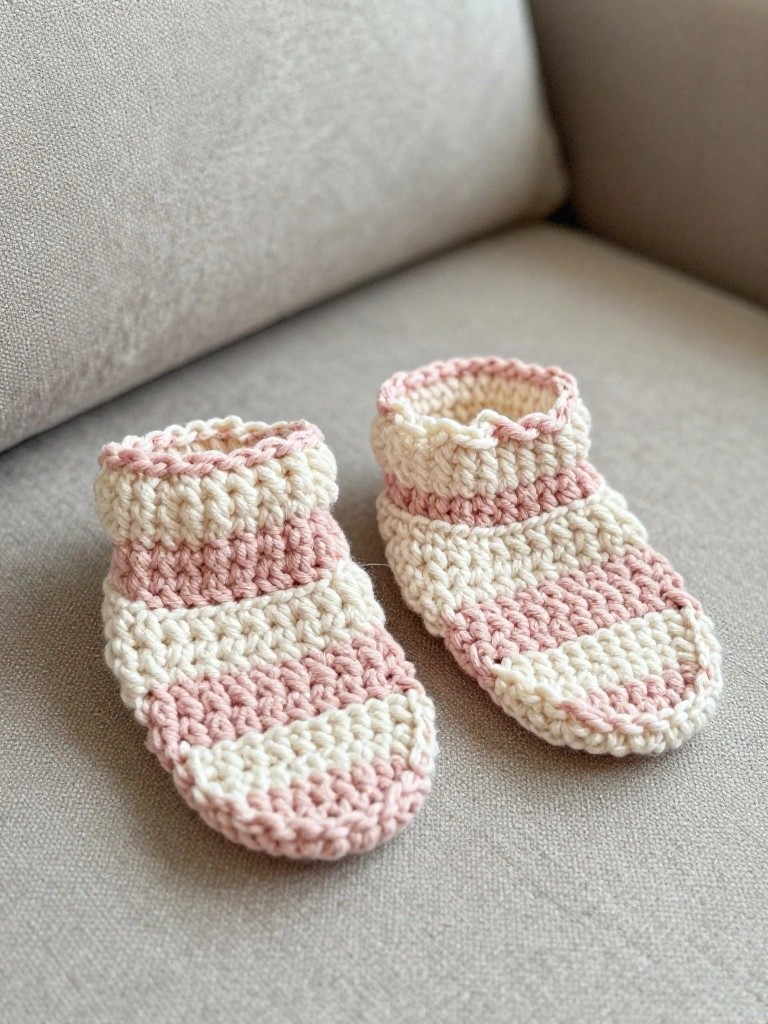 Simple Striped Baby Booties