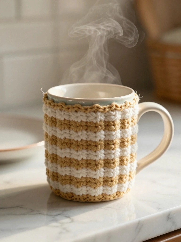 Striped Crochet Mug Cozy