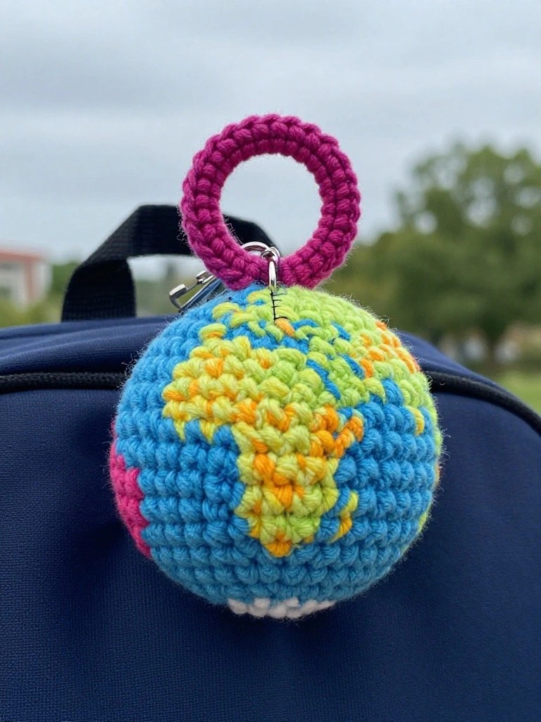 Patchwork Amigurumi Ball Keychain