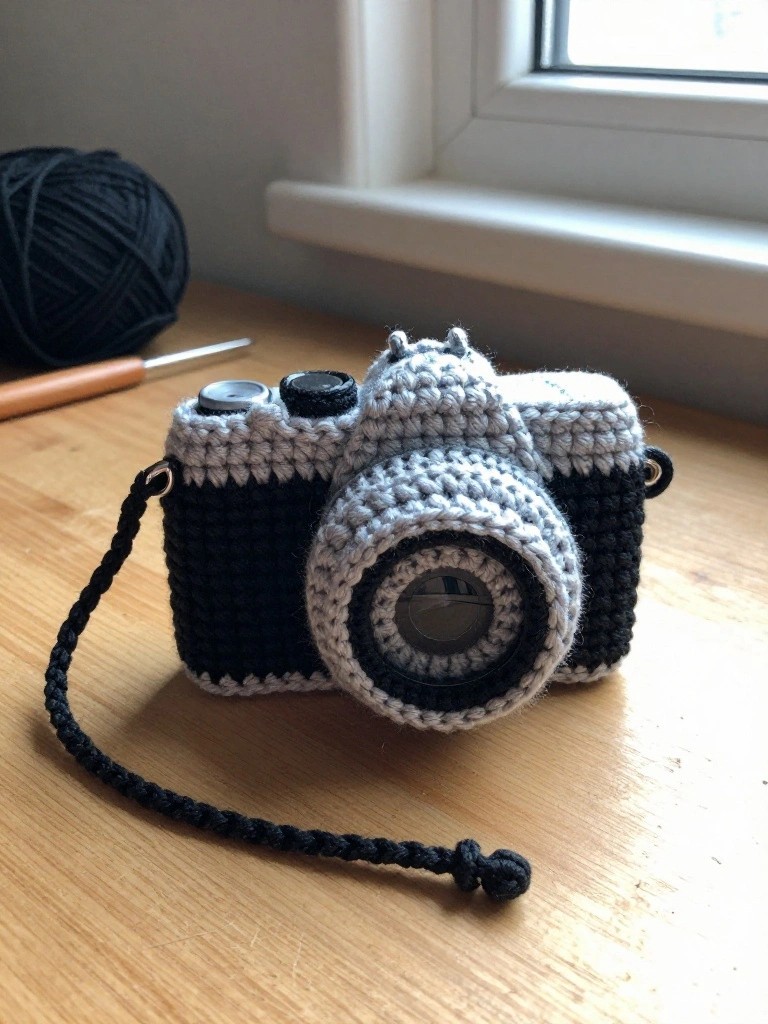 Crochet Camera Keychain