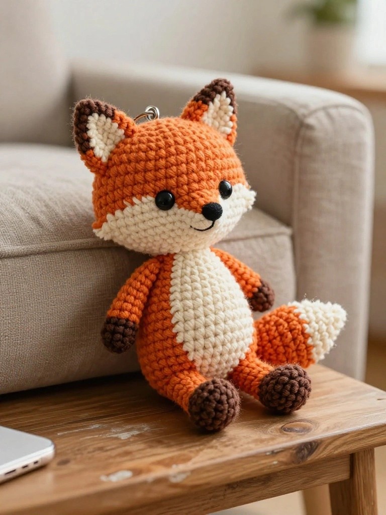 Mini Fox Crochet Keychain