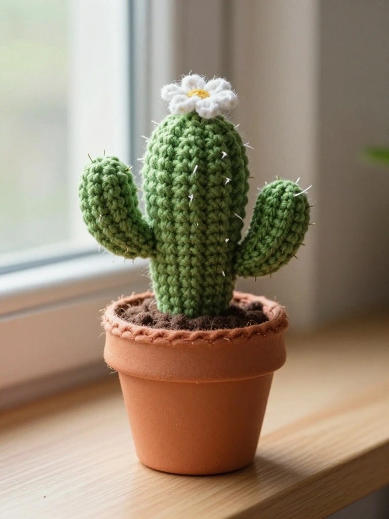 Tiny Potted Cactus Keychain