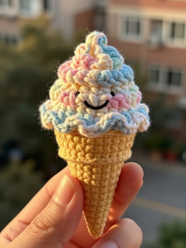 Pastel Ice Cream Cone Amigurumi