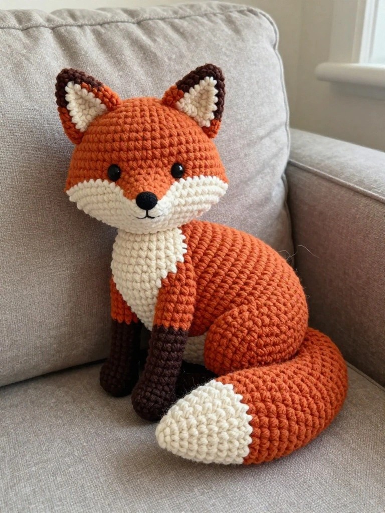 Sitting Fox Amigurumi Plushie
