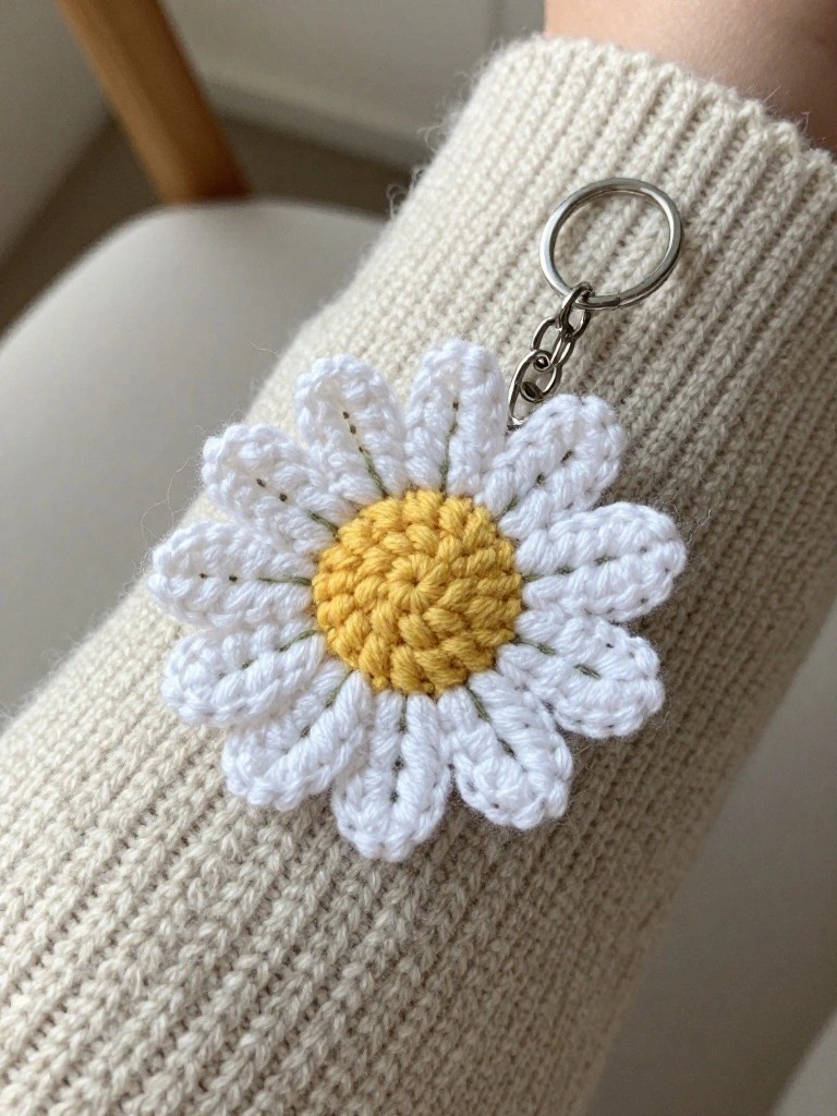 Daisy Crochet Keychain