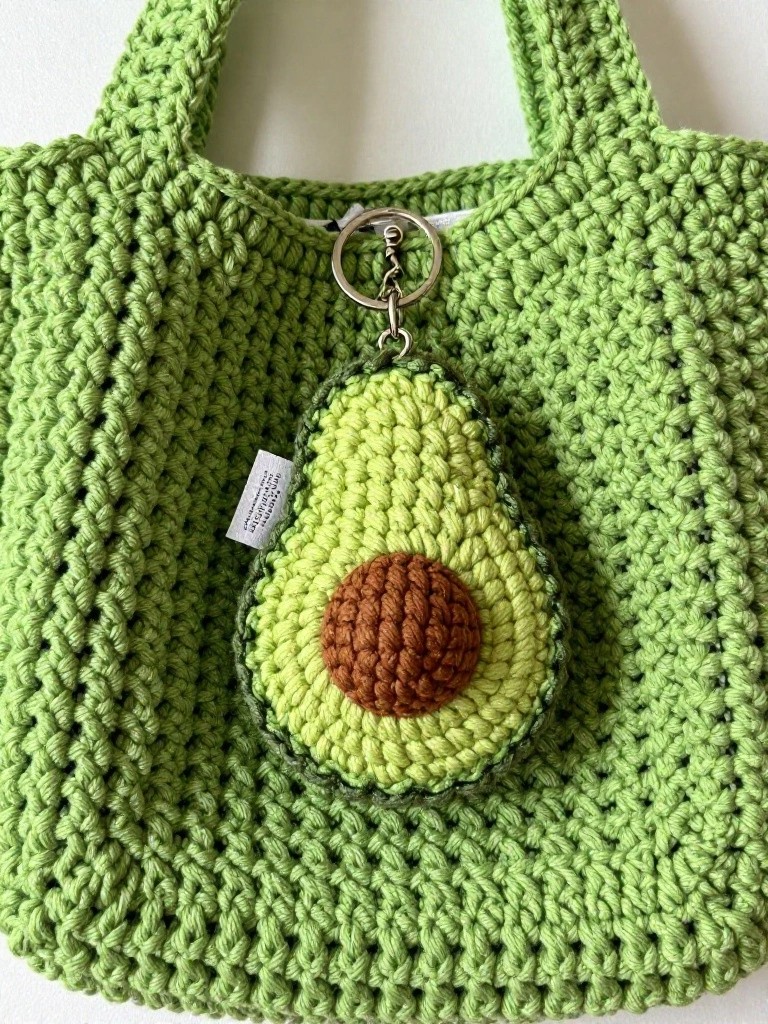 Avocado Crochet Keychain