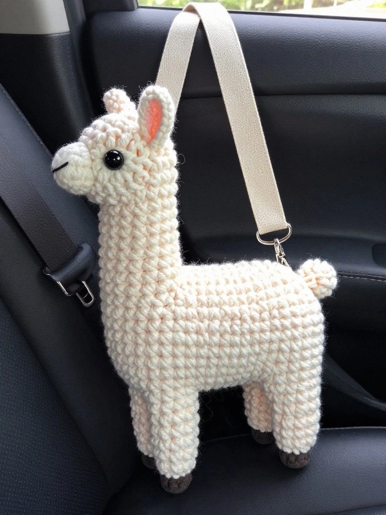 Crochet Llama Keychain Charm