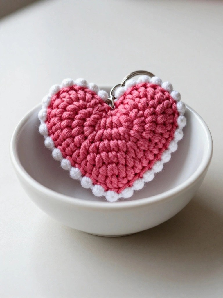 Heart Keychain with Scalloped Border