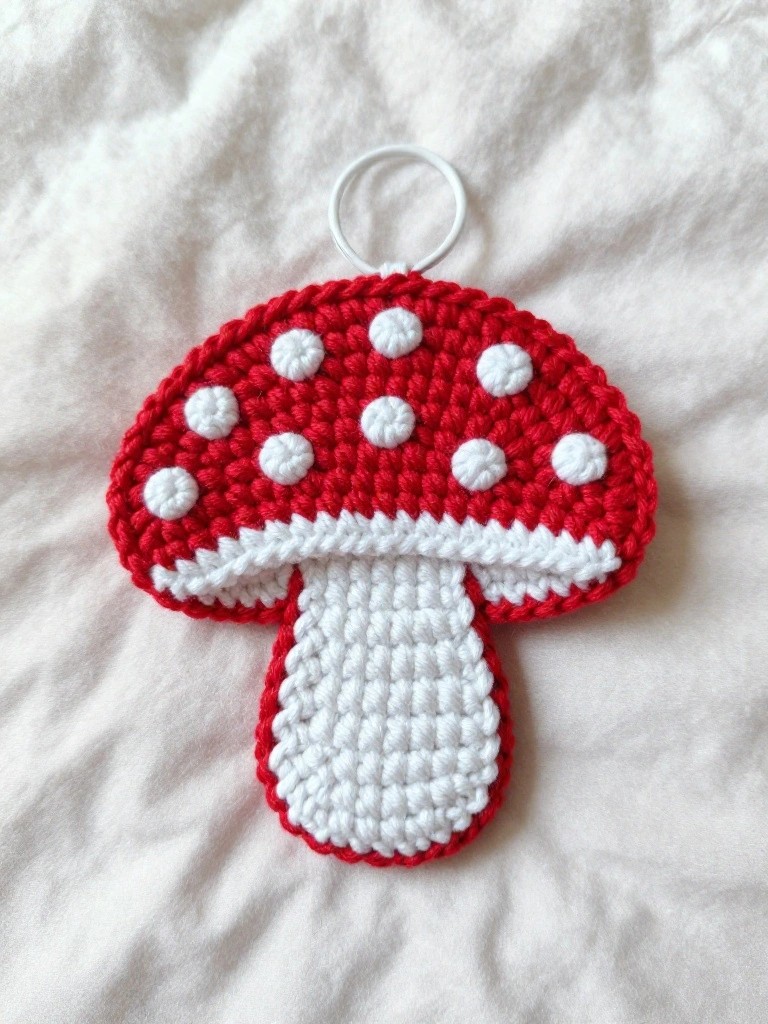 Mushroom Keychain with Spotted Red Cap
