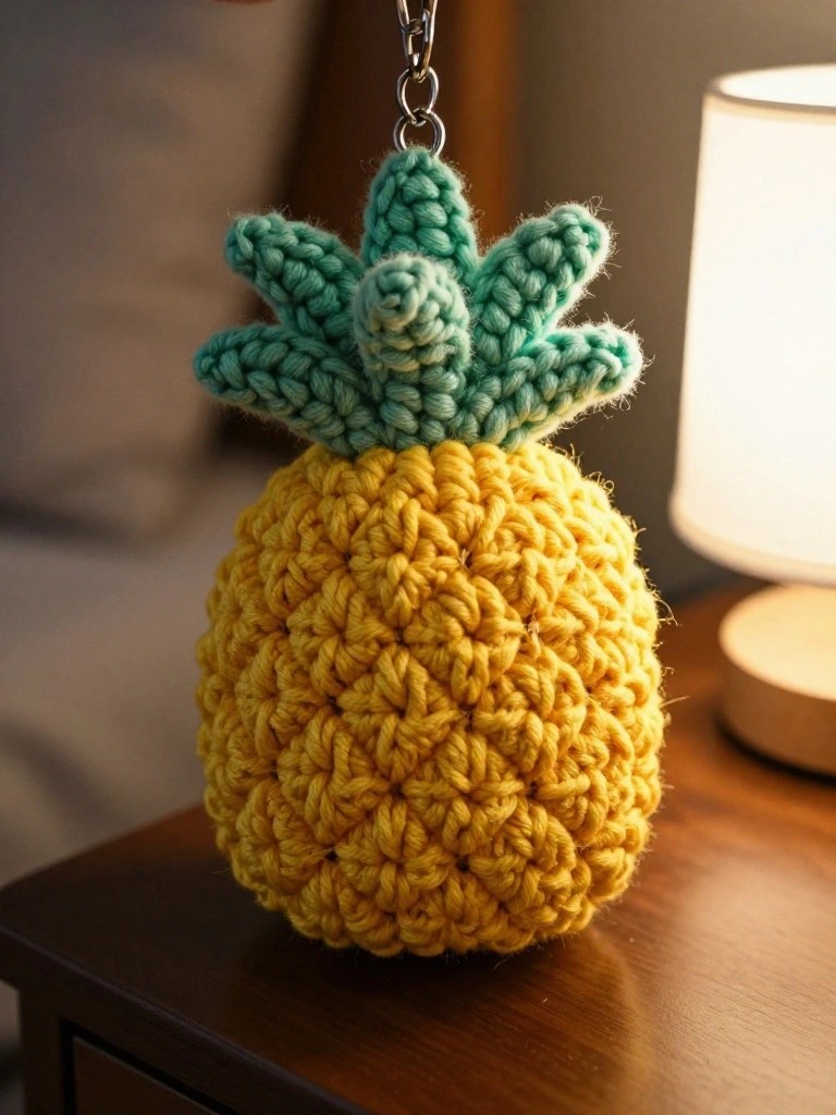 Pineapple Crochet Keychain