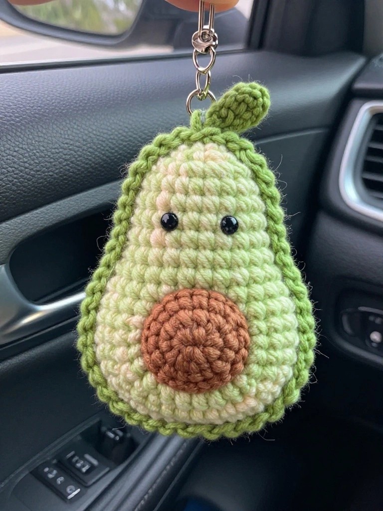 Crochet Avocado Keychain