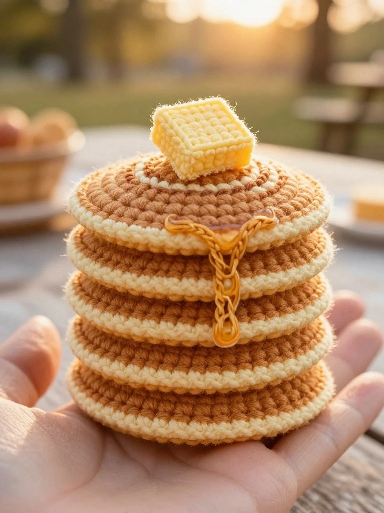 Crochet Pancake Stack for Play Food or Kitchen Decor