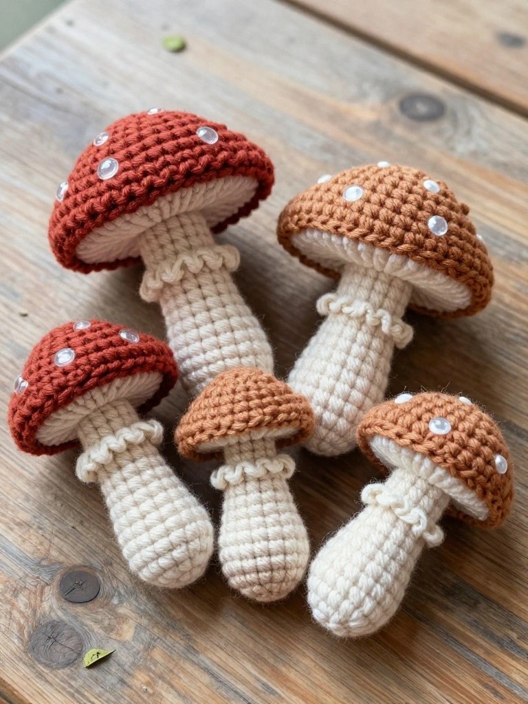 Mini Crochet Mushrooms