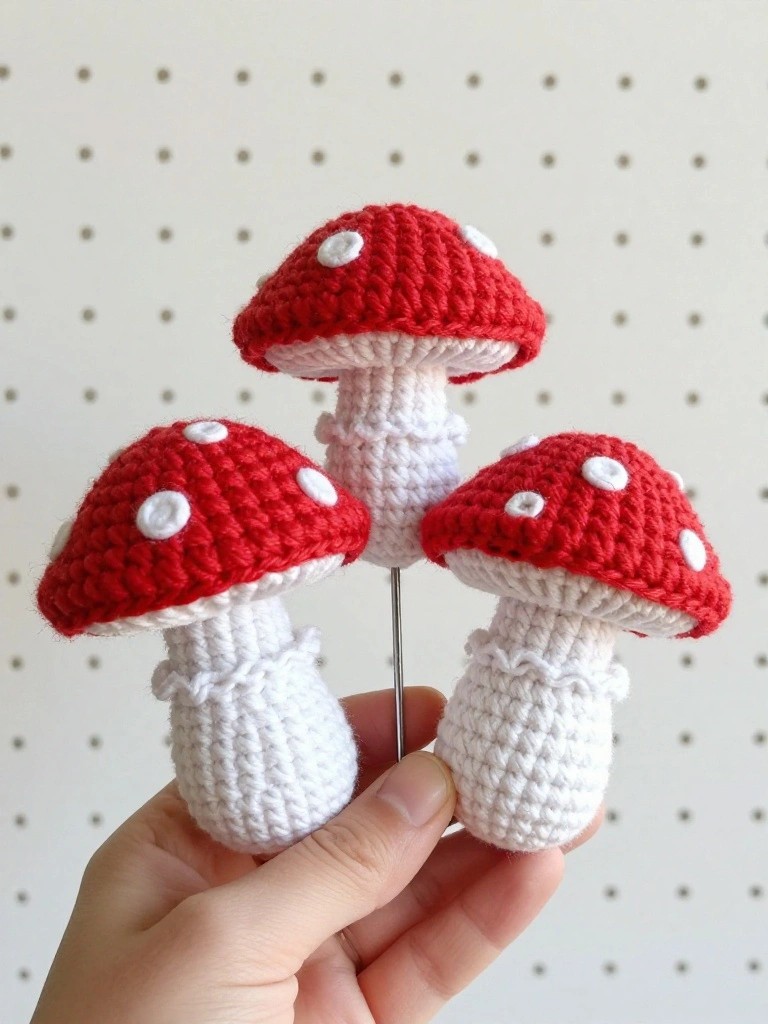 Crochet Mushroom Pincushions for Quick Access