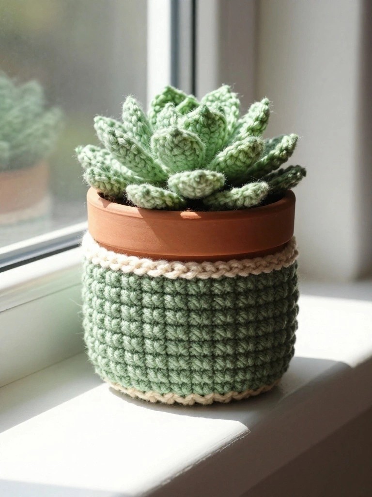 Crochet Sleeves for Small Plant Pots