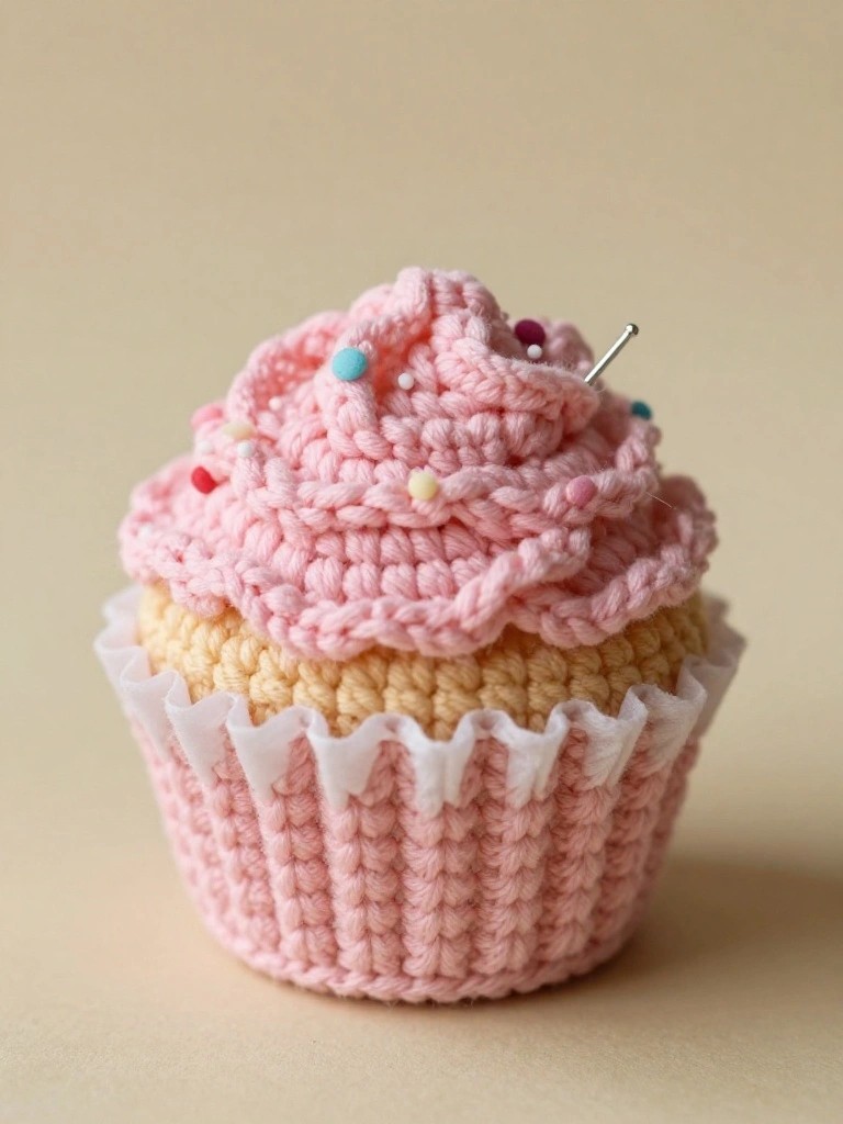 Crocheted Cupcake Pincushion