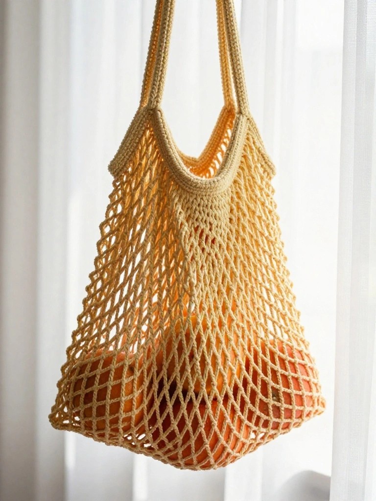 Mesh Crochet Market Bag for Produce Storage
