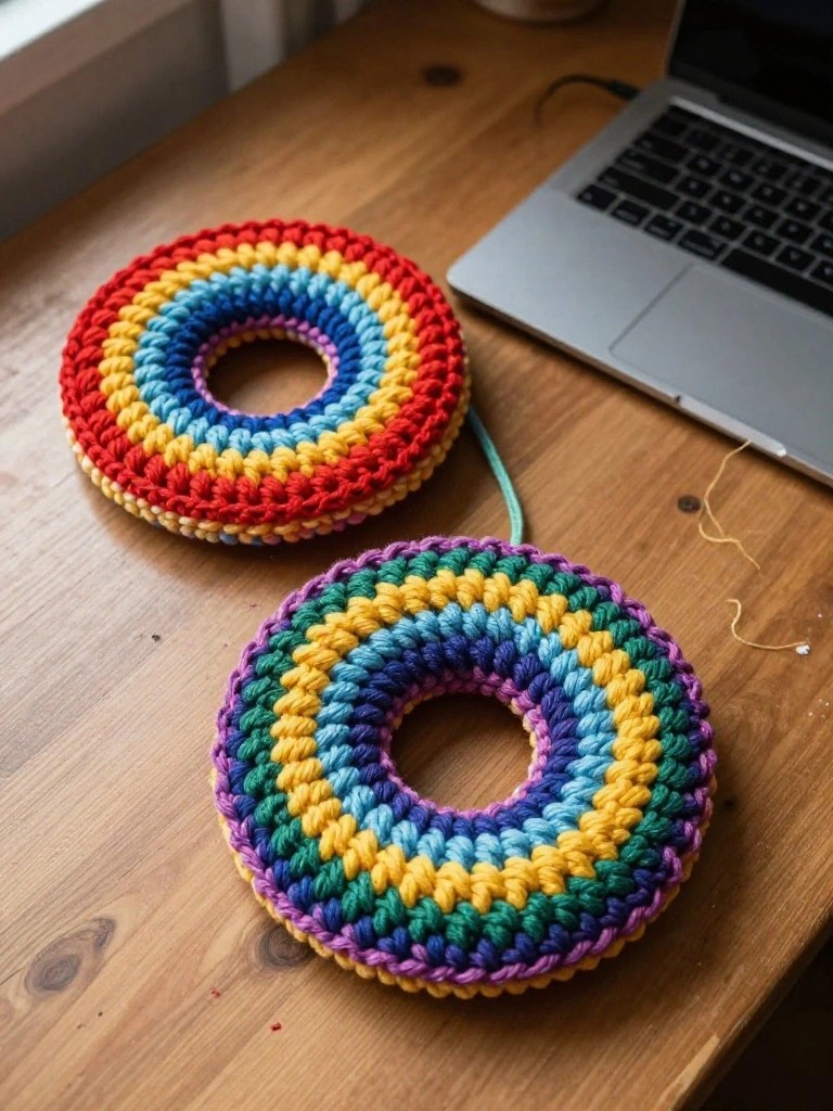 Rainbow Crochet Ring Trivets