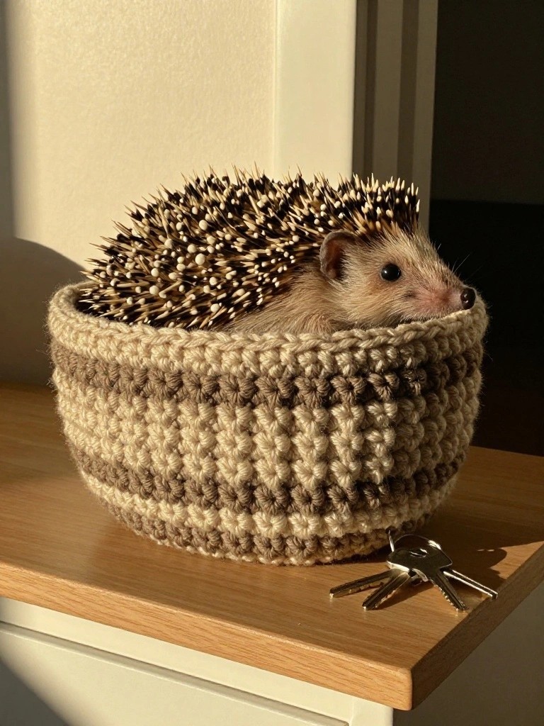 Striped Crochet Basket for Small Items