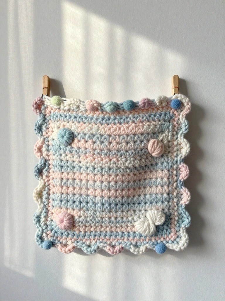 Striped Crochet Wall Pocket