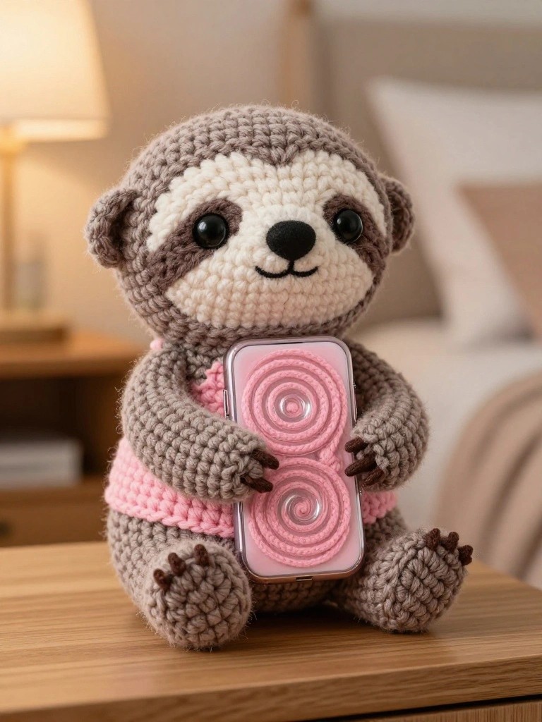 Crochet Sloth Phone Holder