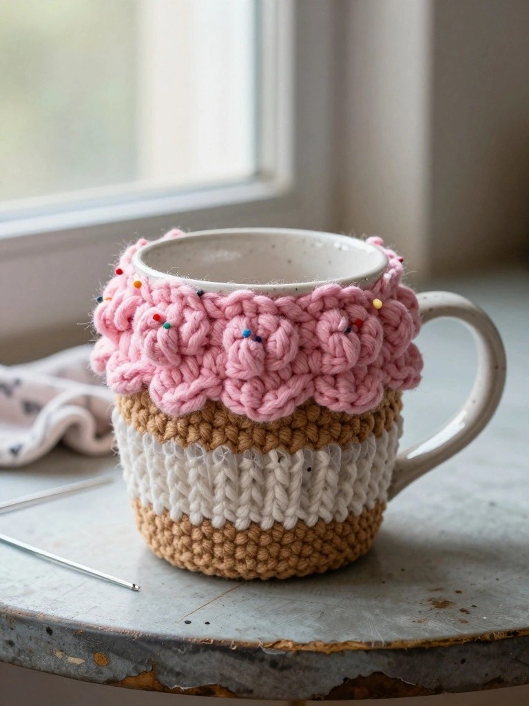 Mug Cozy with Built-In Pin Holder