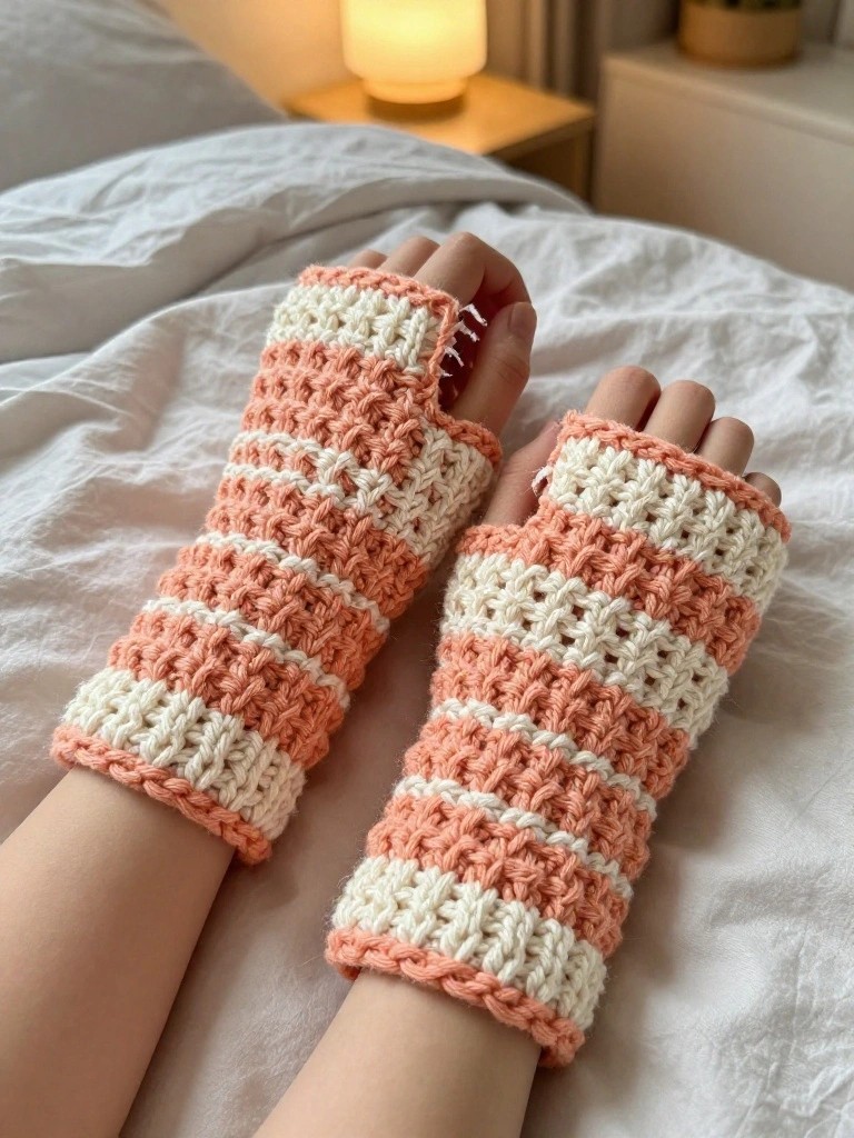Striped Fingerless Gloves