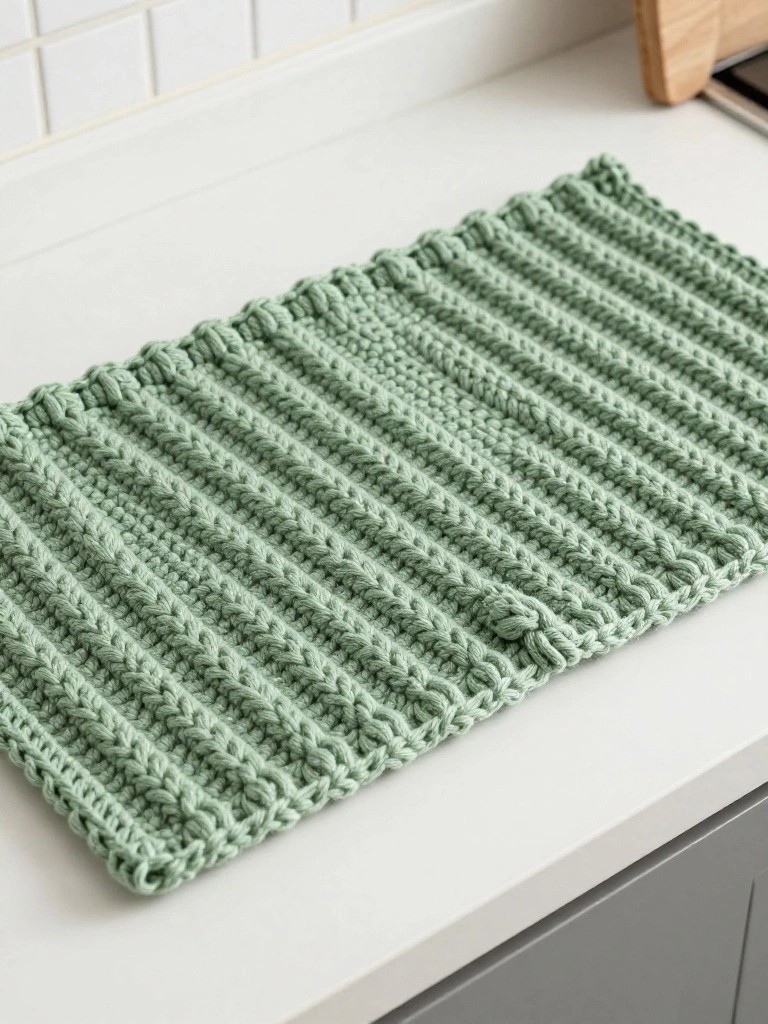 Textured Crochet Dish Mat for Kitchen Counters
