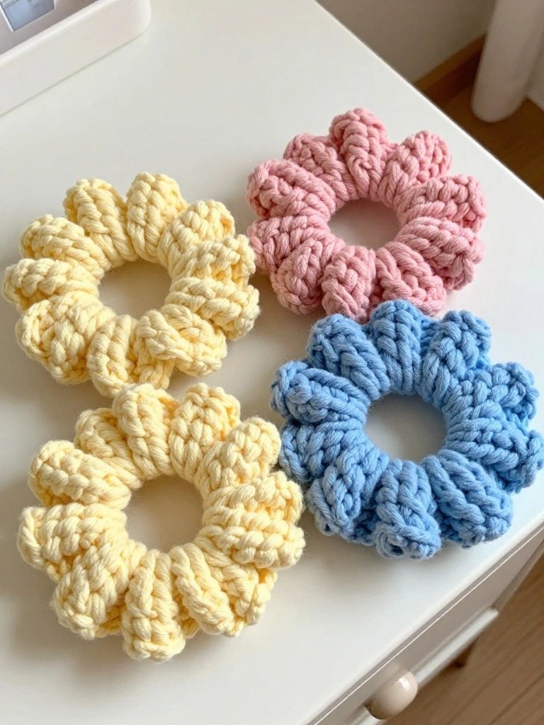Chunky Crochet Hair Scrunchies