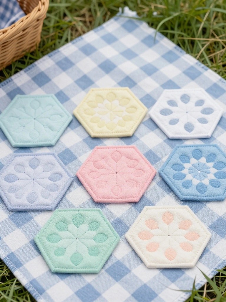 Hexagon Coasters with Floral Motifs