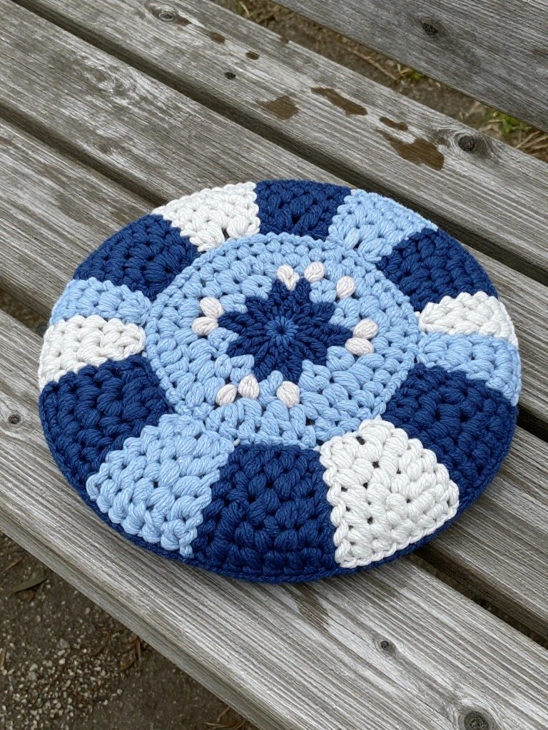 Circular Star Center Granny Square Coaster
