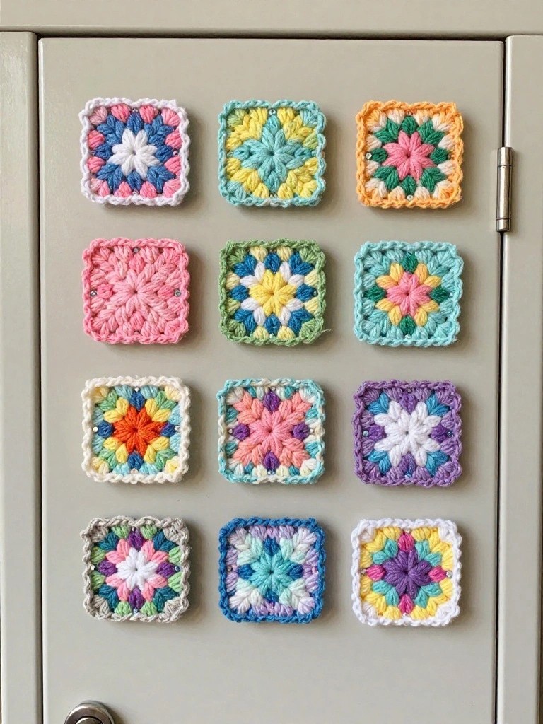 Granny Square Magnets for Metal Surfaces