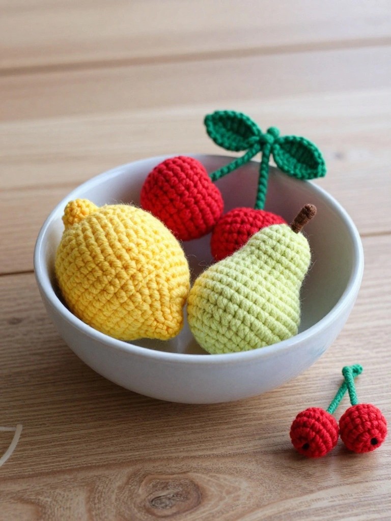 Crochet Fruit Set for Beginner Amigurumi Practice