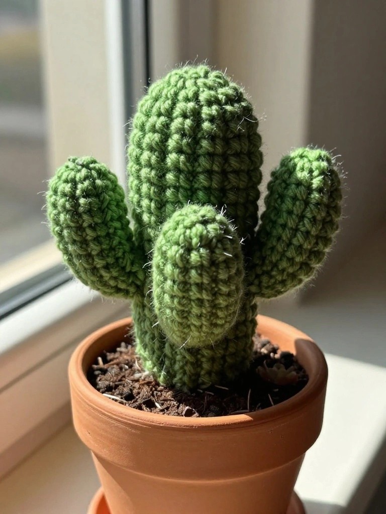Crocheted Cactus for Tabletop Decor