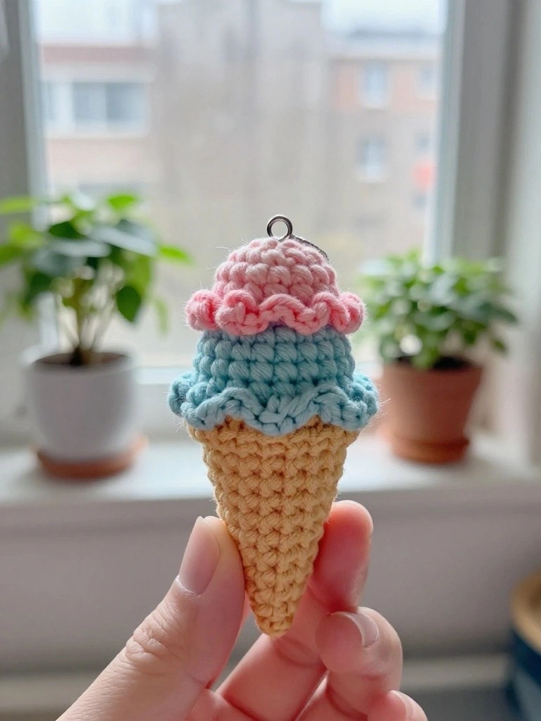 Ice Cream Cone Keychain