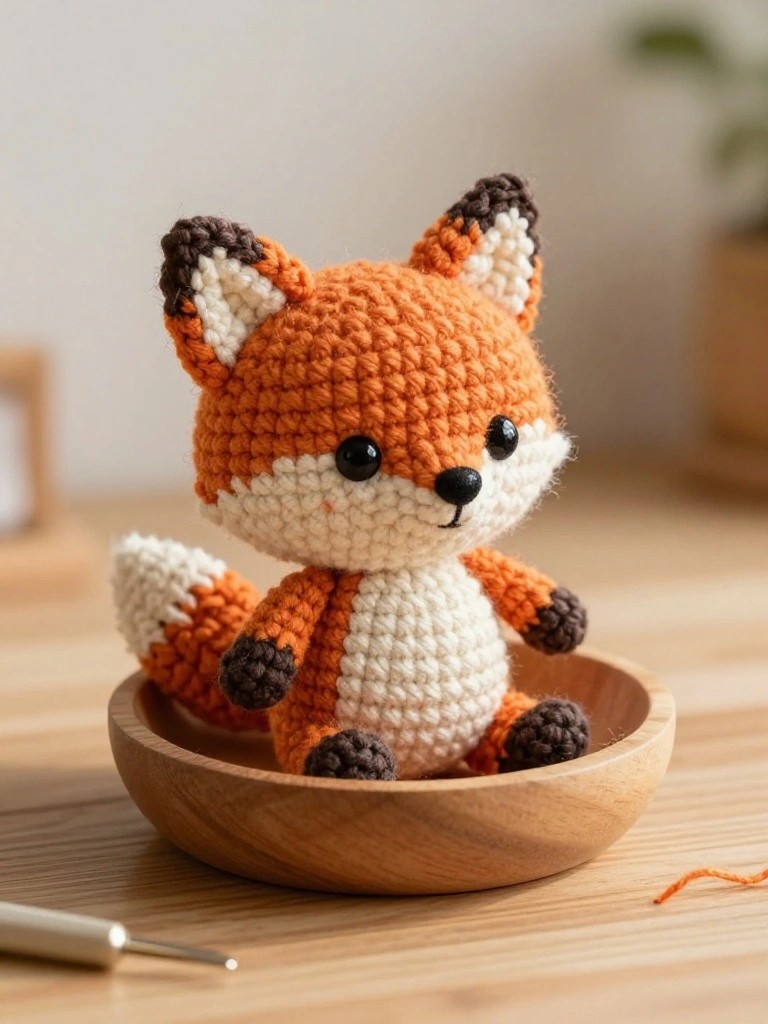 Sitting Fox Amigurumi Plushie