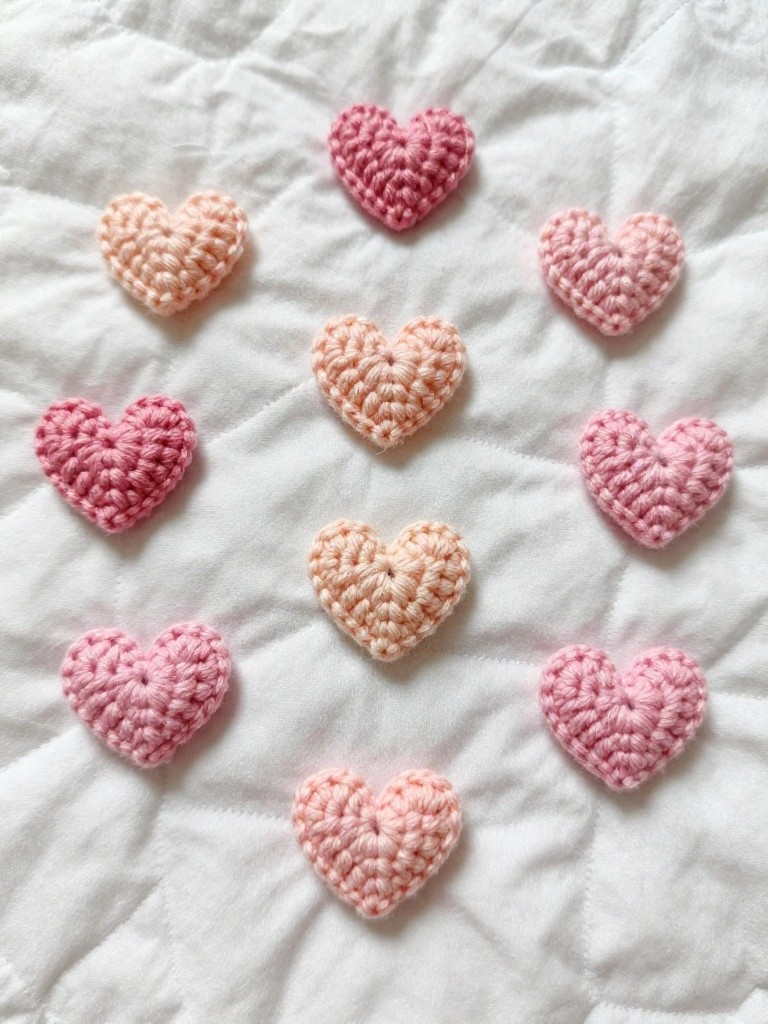 Small Crocheted Hearts as Quick Appliques