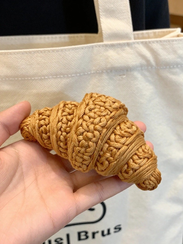 Mini Crochet Croissant Keychain