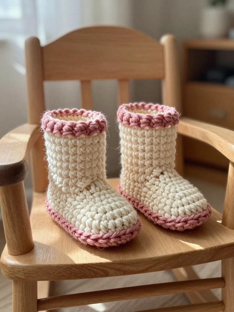 Crochet Baby Booties with Border Trim