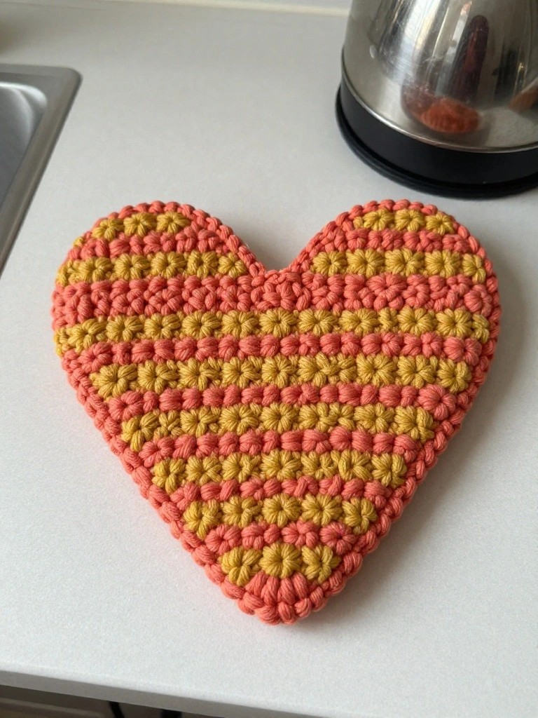 Crocheted Heart Hot Pad