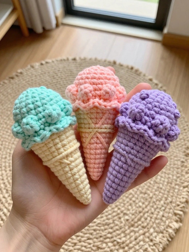 Miniature Crochet Ice Cream Cones