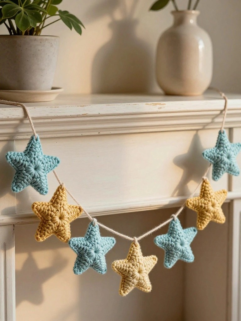 Star-Shaped Crochet Garland for Quick Decor Updates