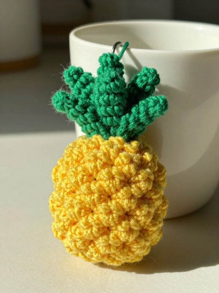 Pineapple Keychain With Textured Fruit Shape