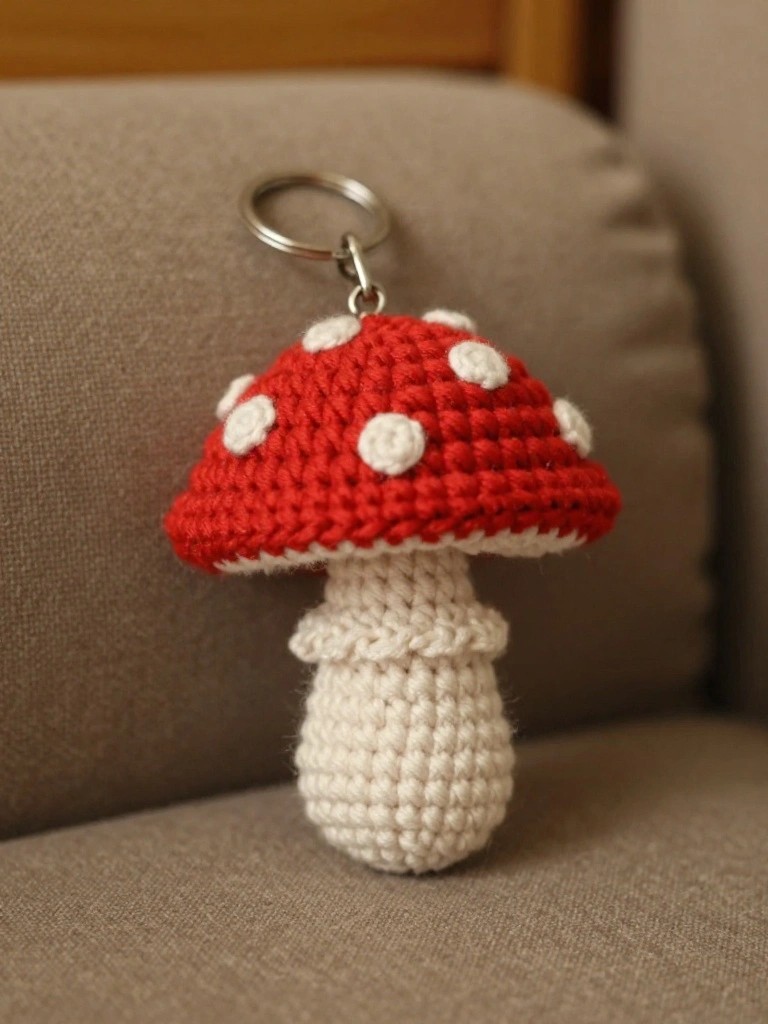 Spotted Mushroom Keychain