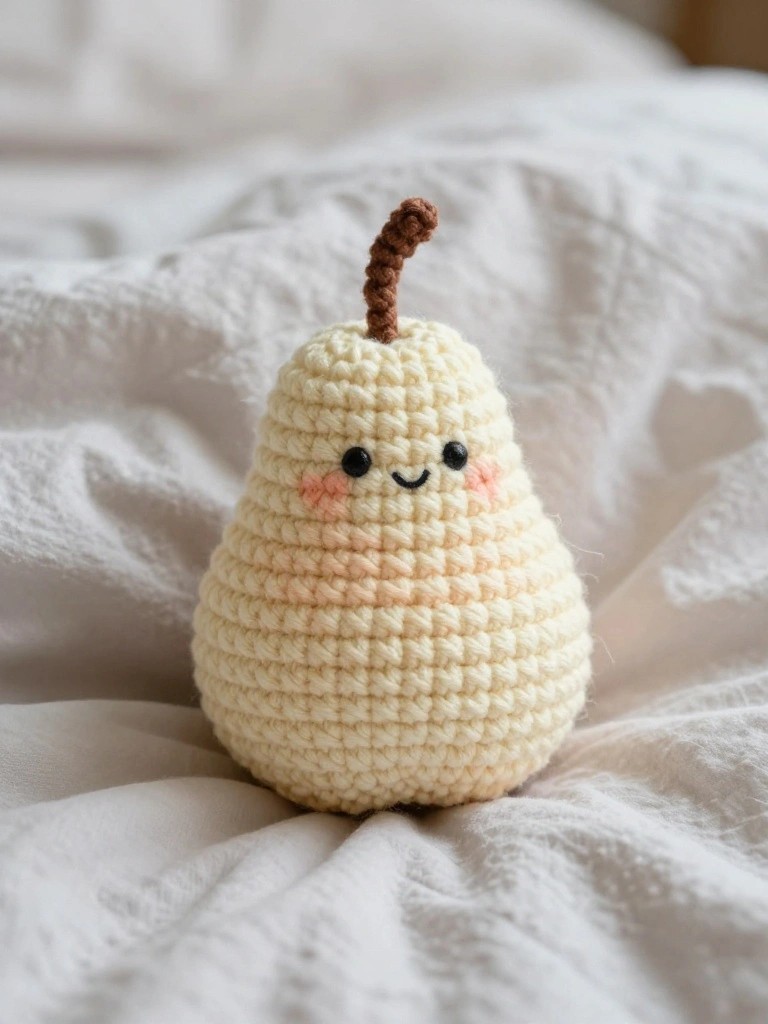 Crochet Pear Plushie for Subtle Decor