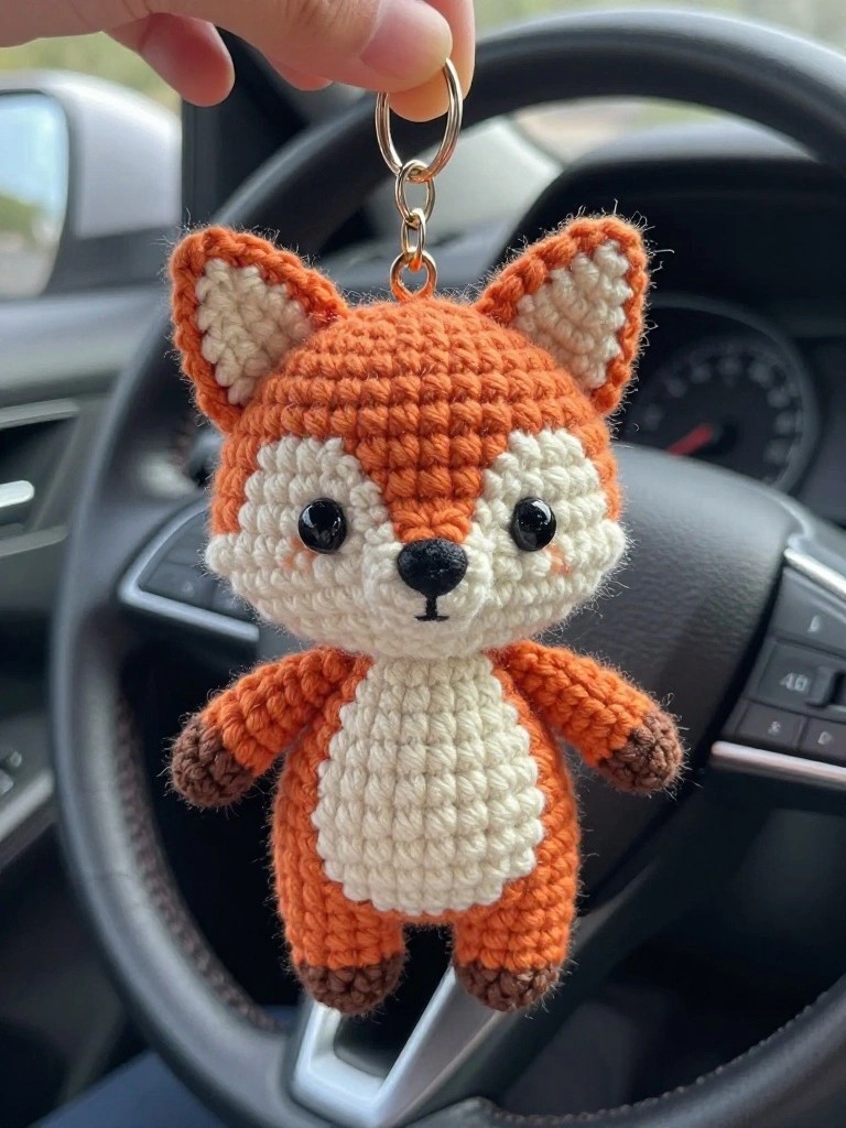 Crochet Fox Keychain for Quick Gifts