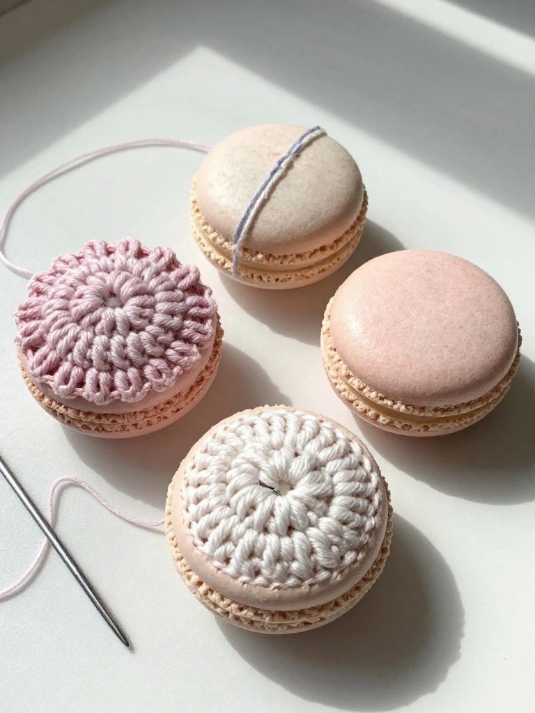 Crochet Motifs as Macaron Toppers