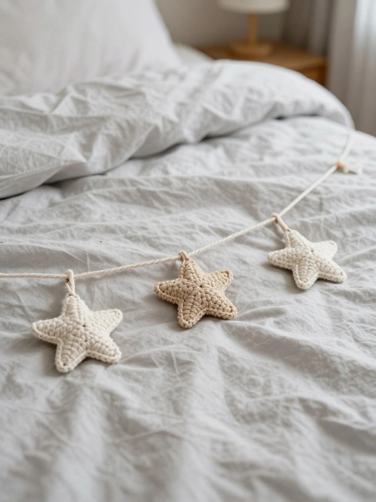 Crochet Star Garland for Neutral Decor