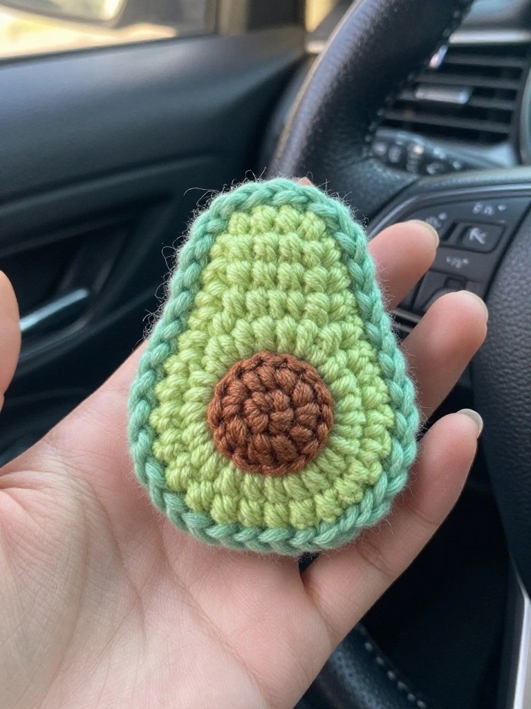 Crochet Avocado Keychain for Everyday Carry